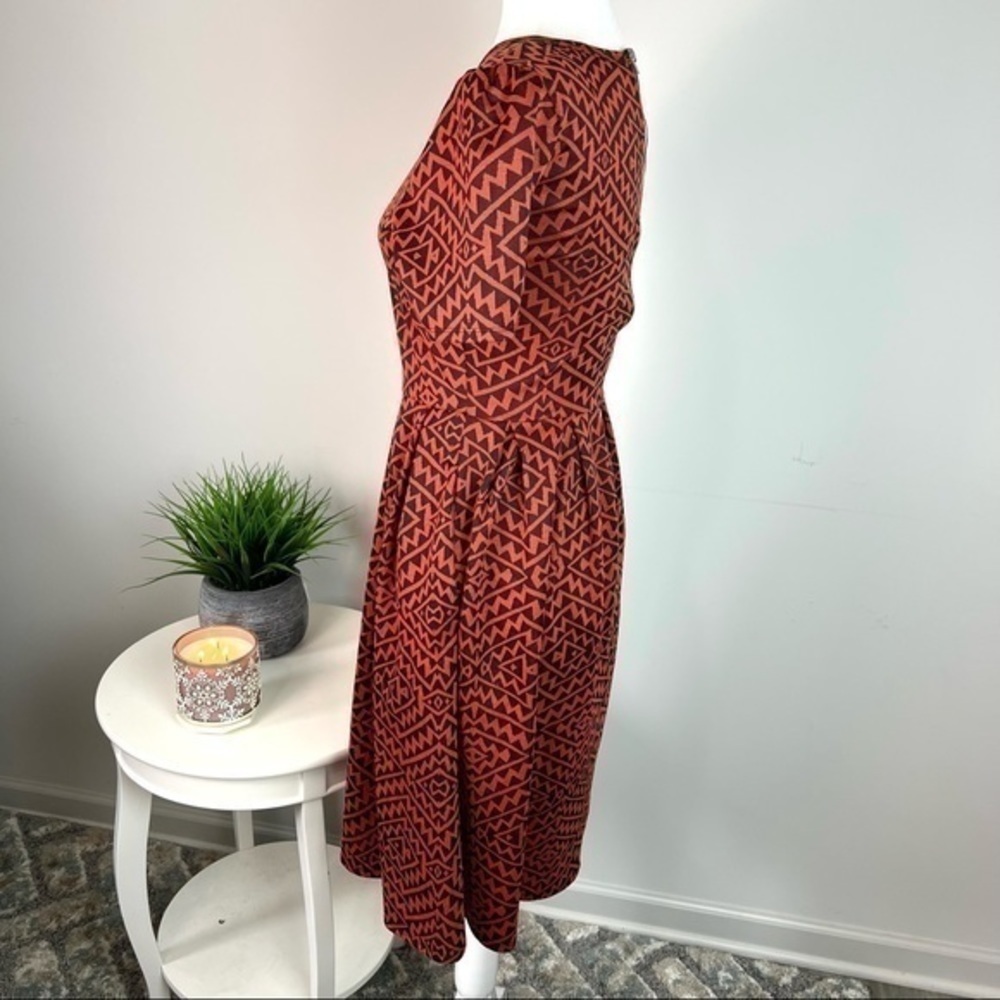 Lularoe Womens A Line Dress Red Black Geometric Stretch Scoop Zip Short Sleeve S - Picture 2 of 11